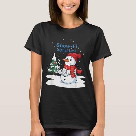おかしい雪だるまのクリスマスアート作品 Snow-Fi 信号消失 Tシャツ (正面)