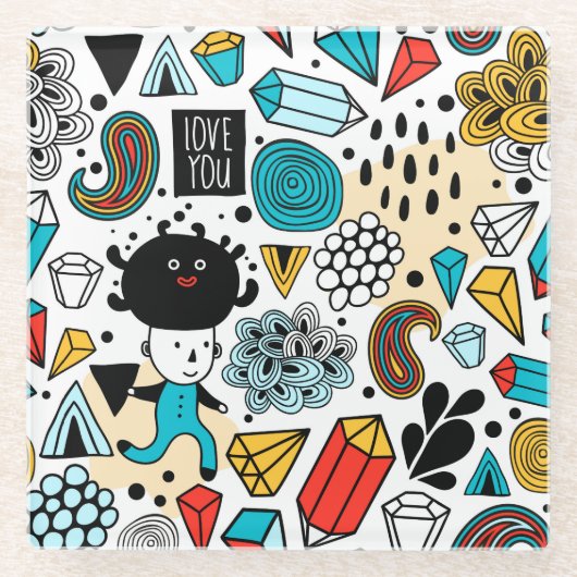 おかしい頭 ガラスコースター (正面)