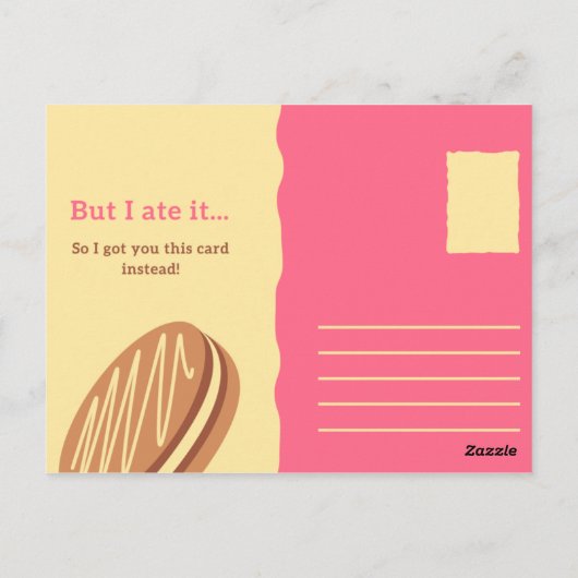 おかしい黄色とピンクのクッキー ポストカード (裏面)