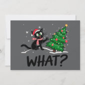 おかしい黒猫がクリスマスツリーを押す 猫 何？ 招待状 (正面)