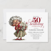 おかしい50歳の誕生日の女性の珍しいお祝い 招待状 (正面)