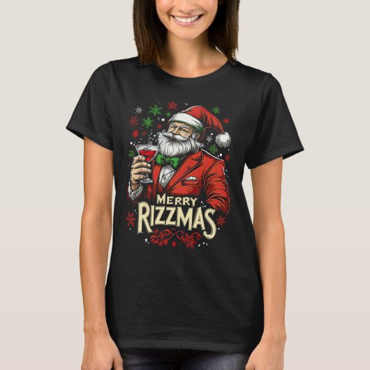おかしい メリー リズマス サンタ クリスマス Tシャツ (正面)