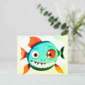おかしい ユニークな 魚の ポストカード (スタンド正面)