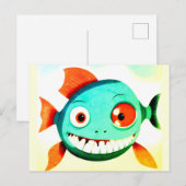 おかしい ユニークな 魚の ポストカード (正面/裏面)