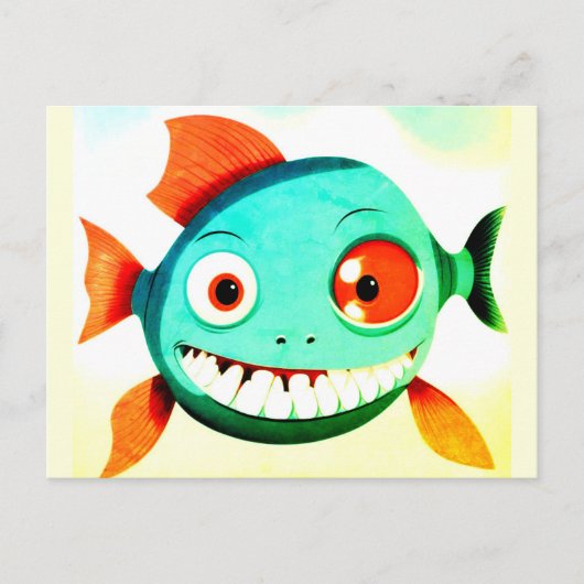 おかしい ユニークな 魚の ポストカード (正面)