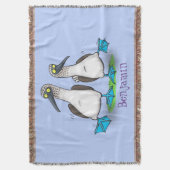 おかしい、幸せな青い足のブービーたちが踊るカートゥーン スローブランケット (正面縦)