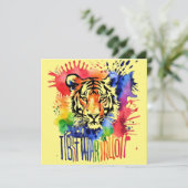 おかしい 水彩 カラフルな虎 招待状 (スタンド正面)