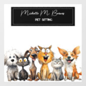 おかしい 猫 犬 ペットシッター ビジネス モダン ウィンドウサイン (シート)