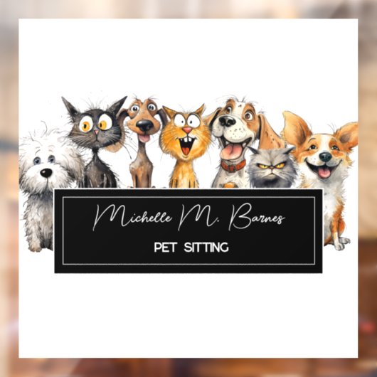 おかしい 猫 犬 ペットシッター プロフェッショナル ウィンドウサイン (シート2)