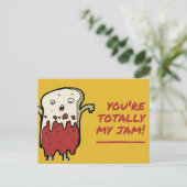 おかしい 黄色 赤い トースト ポストカード (スタンド正面)