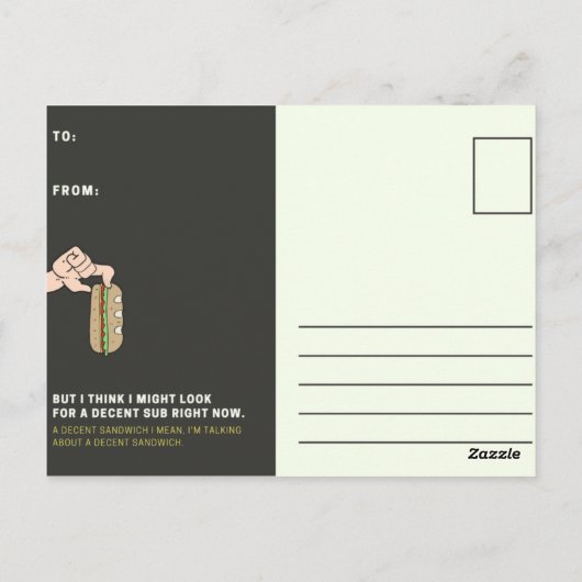 おかしい 黒と黄色のサンドイッチ ポストカード (裏面)