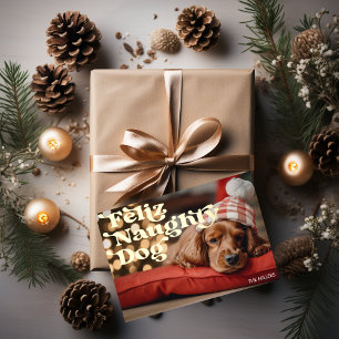 おかしい Feliz いたずらな犬のペット クリスマス 現代 箔シーズンカード