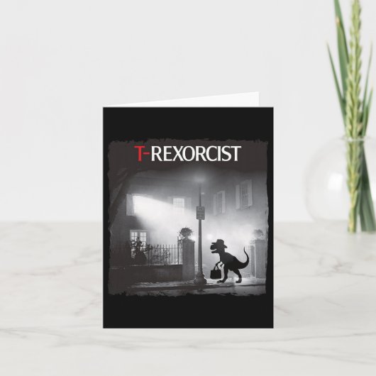 おかしい T レックス ホラー パロディ 恐竜 ハロウィン レトロ カード (正面)