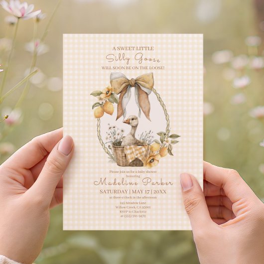 おかしなアヒル レモン 水彩 ベビーシャワー 招待状