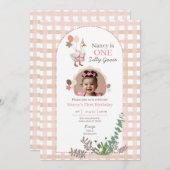 おかしなガチョウの誕生日 どんな年齢でも ブラウン写真 招待状 (正面/裏面)