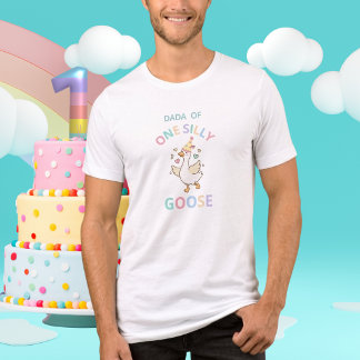 おかしなガチョウの1歳の誕生日のお父さんTシャツ トライブレンドTシャツ