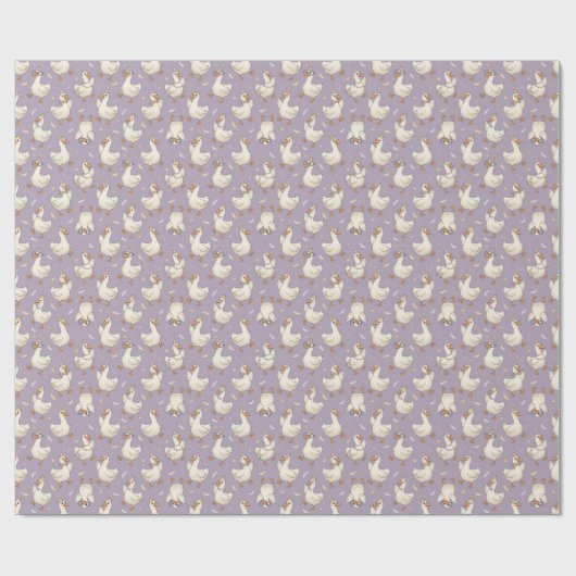 おかしなガチョウパーティー – ユニークな誕生日デザイン ラッピングペーパー (フラット)