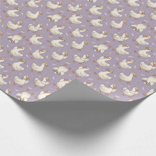 おかしなガチョウパーティー – ユニークな誕生日デザイン ラッピングペーパー (角)