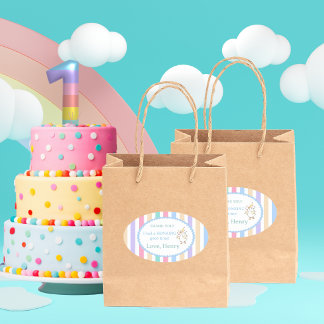 おかしなガチョウ一歳の誕生日パーティーのお礼ギフト 楕円形シール