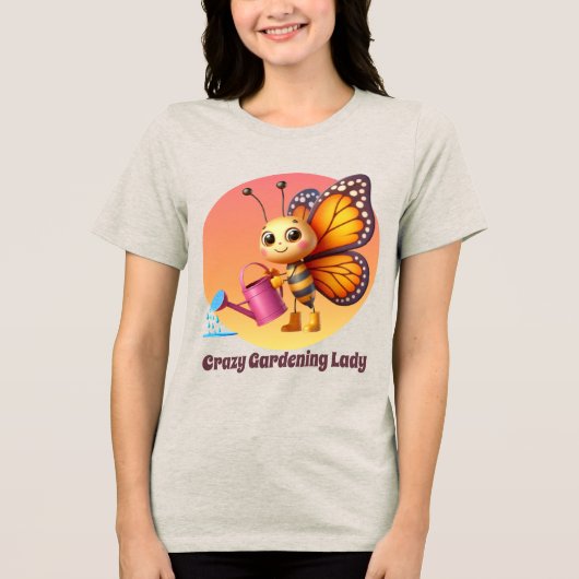 おかしなガーデニングの女性 養蜂 トライブレンドTシャツ (正面)