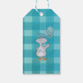 おかしなシリ―・グースの1歳誕生日 ブル―・チェックのギフトタグ ギフトタグ (裏面)