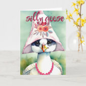 おかしなダックのカード　誕生日　卒業　お祝いメッセージ カード (黄色い花)