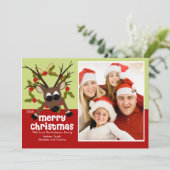 おかしなトナカイの楽しいクリスマスフラットフォトカード シーズンカード (スタンド正面)