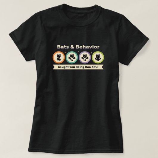 おかしなハロウィンシャツ;こうもりと動作 Tシャツ (デザイン正面)