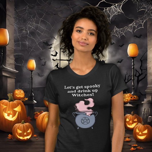 おかしなハロウィン不気味の魔女が女性を飲む Tシャツ