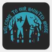 おかしなハロウィン幽霊のよく出るの家へようこそ スクエアシール (正面)