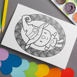 おかしなハロウィン猫の人形カラーリングページ ポスター