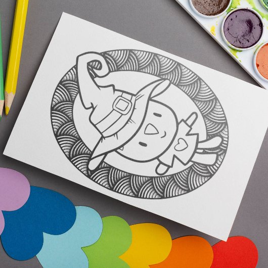 おかしなハロウィン猫の人形カラーリングページ ポスター