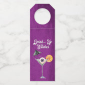 おかしなハロウィーンで魔女を飲む ボトルネックタグ (正面)