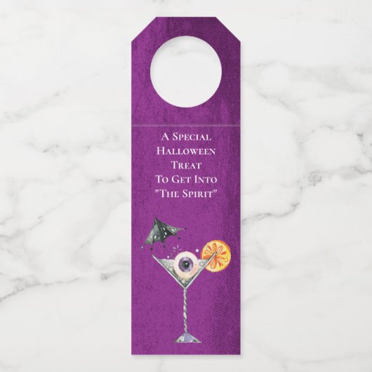 おかしなハロウィーンで魔女を飲む ボトルネックタグ (裏面)