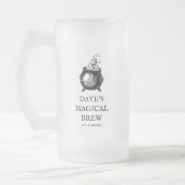 おかしなハロウィーンのお鍋パーソナライズされたのおまじ フロストグラスビールジョッキ (左)