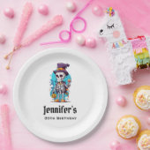 おかしなハロウィーンスケルトン着用トップハット誕生日 ペーパープレート (パーティー)