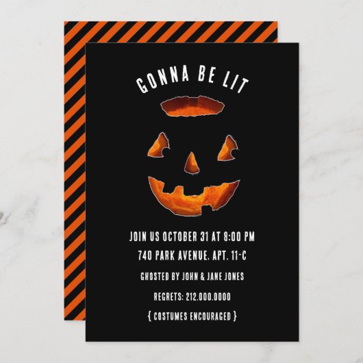 おかしなハロウィーンパーティの招待状 招待状 (正面/裏面)