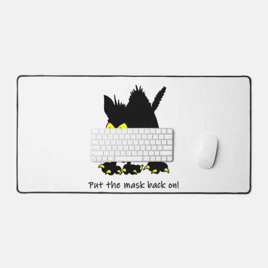 おかしなハロウィーンブラックキャットアーチバックマスクのジョーク デスクマット (キーボード&マウス)
