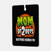 おかしなハロウィーン何も怖い私の母の2人の男の子 メタルオーナメント (正面左)