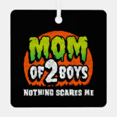 おかしなハロウィーン何も怖い私の母の2人の男の子 メタルオーナメント (裏面)
