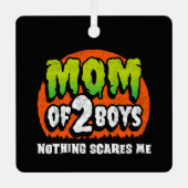 おかしなハロウィーン何も怖い私の母の2人の男の子 メタルオーナメント (正面)