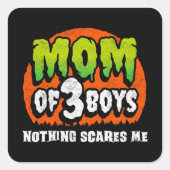 おかしなハロウィーン何も怖い私の母3男の子 スクエアシール (正面)