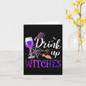 おかしなハロウィーン帽子ウィッチを飲おもしろいむUを飲む カード (黄色い花)