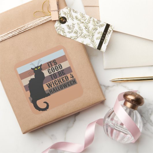 おかしなハロウィーン猫って良かった スクエアシール (ギフト)