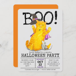 おかしなハロウィーン猫とマウスパーティの招待状 招待状