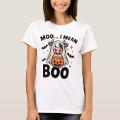 おかしなハロウィーン | ブーモーかわいい幽霊牛 Tシャツ (正面)