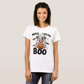 おかしなハロウィーン | ブーモーかわいい幽霊牛 Tシャツ (正面フル)