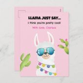 おかしなバレンタインのデイカードキッズ – Llama （教室） シーズンポストカード (正面/裏面)