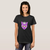 おかしなメガネと王冠の猫顔 クイーンキャット Tシャツ (正面フル)