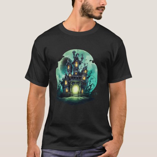 おかしな幽霊の家のカートゥーン　かわいい怖い Tシャツ (正面)